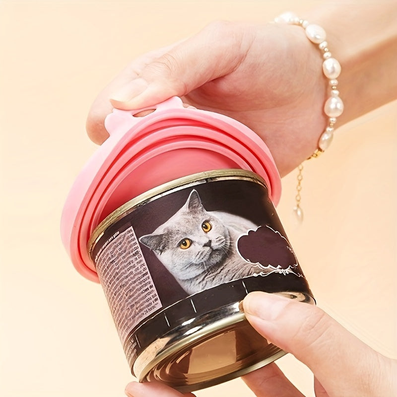 1pc Random Color Silicone Pet Food Can Cover - Moisture-Proof, Easy-to-Clean Round Dog Food Can Lid - Perfect for Feeding & Watering Supplies