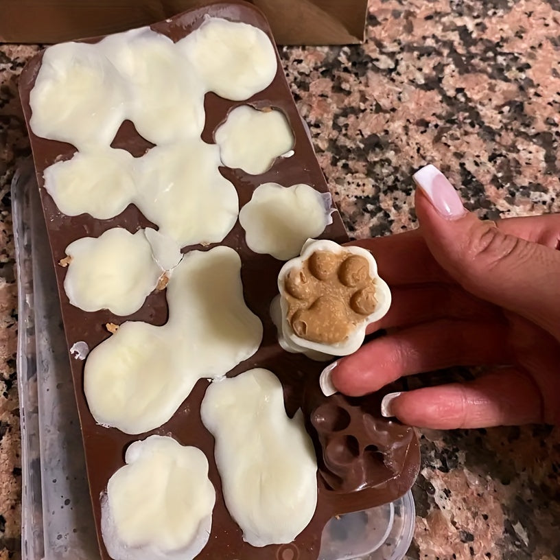 1pc Dog Food Silicone Mold 14 -grid Dog Bone Cat Paw Chocolate Mold Cake Baking Tool Ice Tray Pudding Jelly Mold