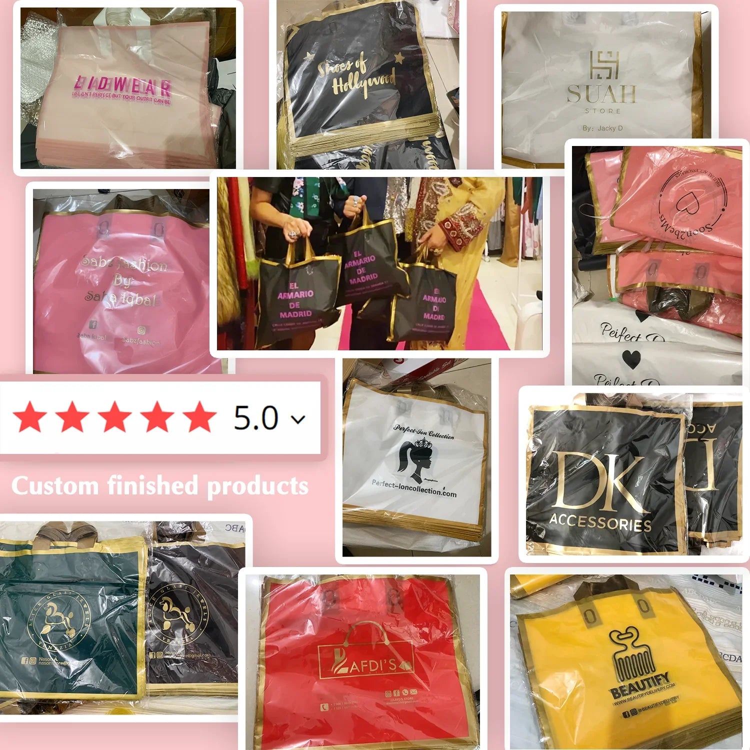 100pcs Custom Logo Phnom Penh Matte Thickened Shopping Bags With Handle Plastic Gift Bag Print One Color Logo On Double-sided