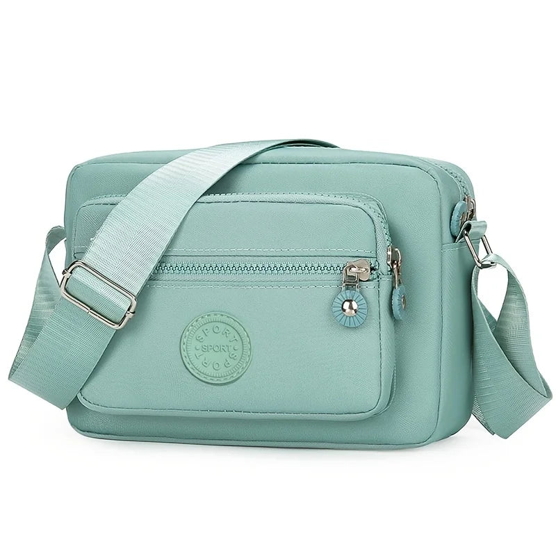 1pc Lightweight Nylon Women's Shoulder Bag,Adjustable Strap,Casual Crossbody Design in Mint,Zipper Closure, Ideal for Everyday