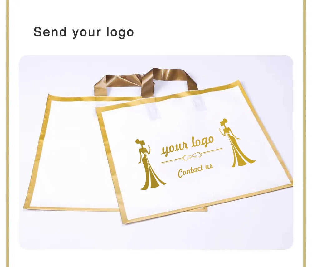 100pcs Custom Logo Phnom Penh Matte Thickened Shopping Bags With Handle Plastic Gift Bag Print One Color Logo On Double-sided
