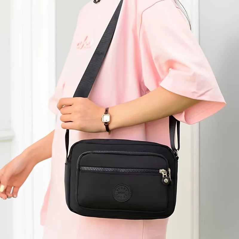 1pc Lightweight Nylon Women's Shoulder Bag,Adjustable Strap,Casual Crossbody Design in Mint,Zipper Closure, Ideal for Everyday