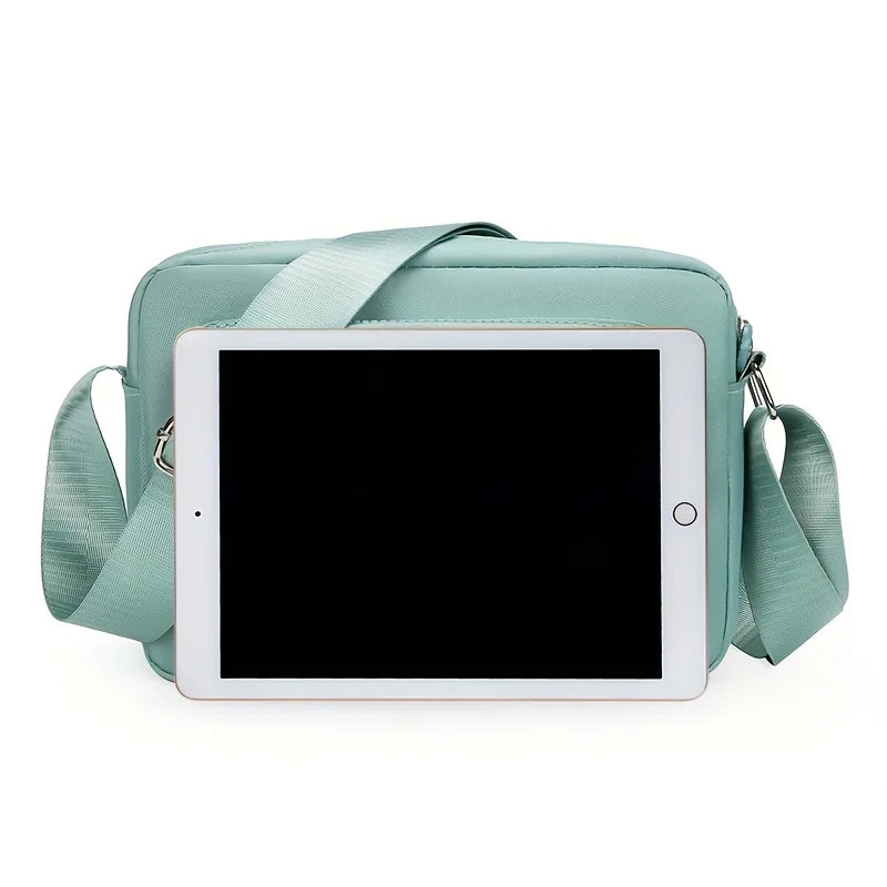 1pc Lightweight Nylon Women's Shoulder Bag,Adjustable Strap,Casual Crossbody Design in Mint,Zipper Closure, Ideal for Everyday