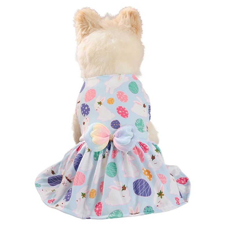 Dog Princess Dress Cute Rabbit Printed Dresses for Small Medium Dogs Cats Easter Pet Skirt Puppy Chihuahua Teddy Clothes