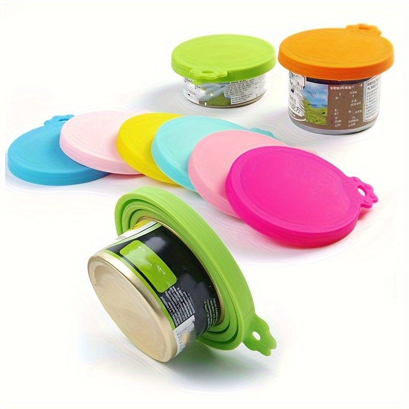 1pc Random Color Silicone Pet Food Can Cover - Moisture-Proof, Easy-to-Clean Round Dog Food Can Lid - Perfect for Feeding & Watering Supplies