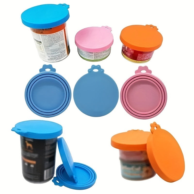1pc Random Color Silicone Pet Food Can Cover - Moisture-Proof, Easy-to-Clean Round Dog Food Can Lid - Perfect for Feeding & Watering Supplies