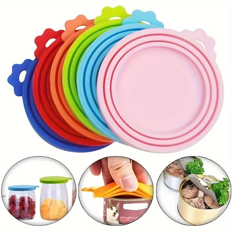 1pc Random Color Silicone Pet Food Can Cover - Moisture-Proof, Easy-to-Clean Round Dog Food Can Lid - Perfect for Feeding & Watering Supplies