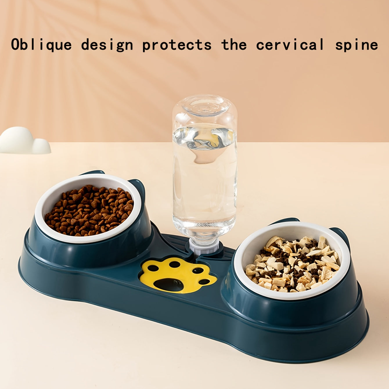 Double Pet Bowl with Automatic Water Feeder, Cat and Dog Food Basin, Drinking Water Cat Supplies