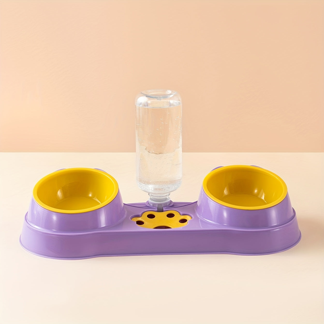 Double Pet Bowl with Automatic Water Feeder, Cat and Dog Food Basin, Drinking Water Cat Supplies