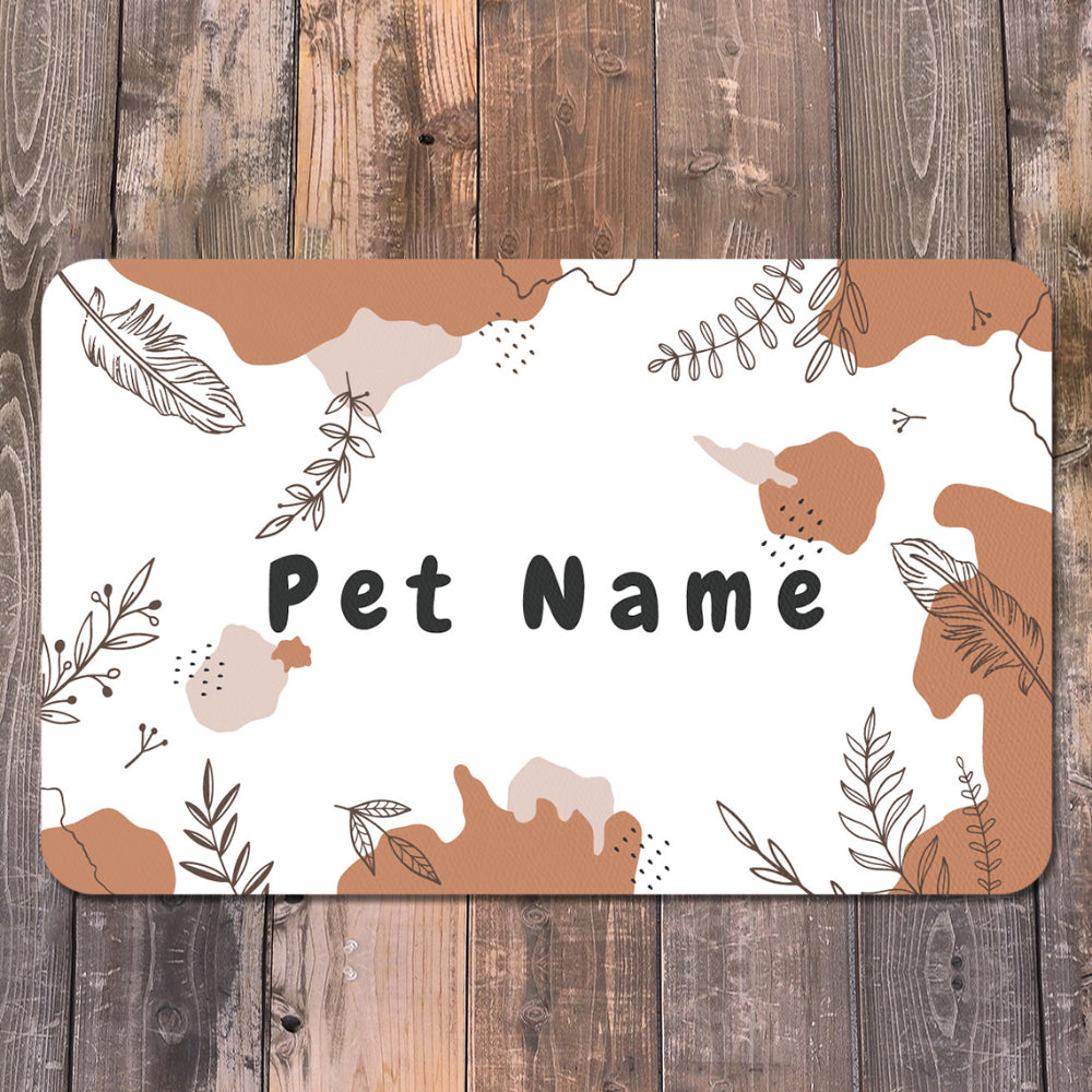 Personalized Leather Dog Food Mat, Custom Pet Name, Waterproof & Non-Slip, Oil-Proof Dog Bowl Mat for Food and Water, Ideal for Dogs