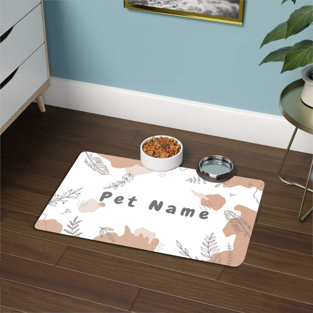 Personalized Leather Dog Food Mat, Custom Pet Name, Waterproof & Non-Slip, Oil-Proof Dog Bowl Mat for Food and Water, Ideal for Dogs