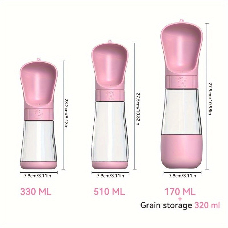 Leak Proof 2 In 1 Portable Dog Water Bottle - 1pc Plastic Dog Food And Water Container
