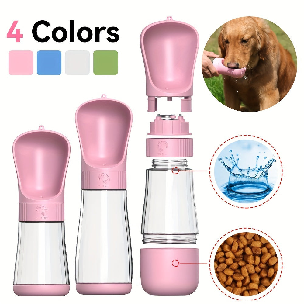 Leak Proof 2 In 1 Portable Dog Water Bottle - 1pc Plastic Dog Food And Water Container