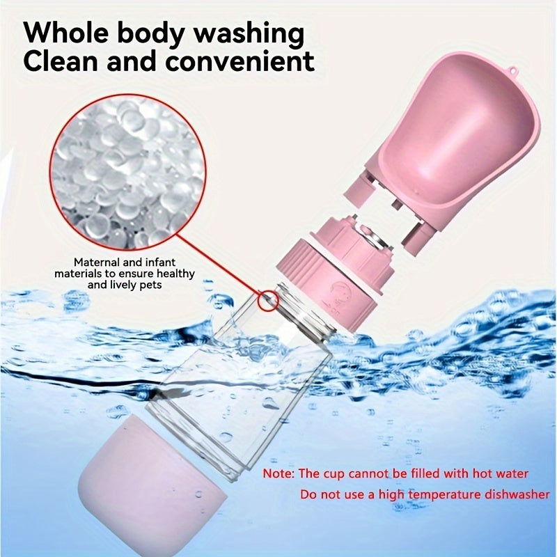 Leak Proof 2 In 1 Portable Dog Water Bottle - 1pc Plastic Dog Food And Water Container