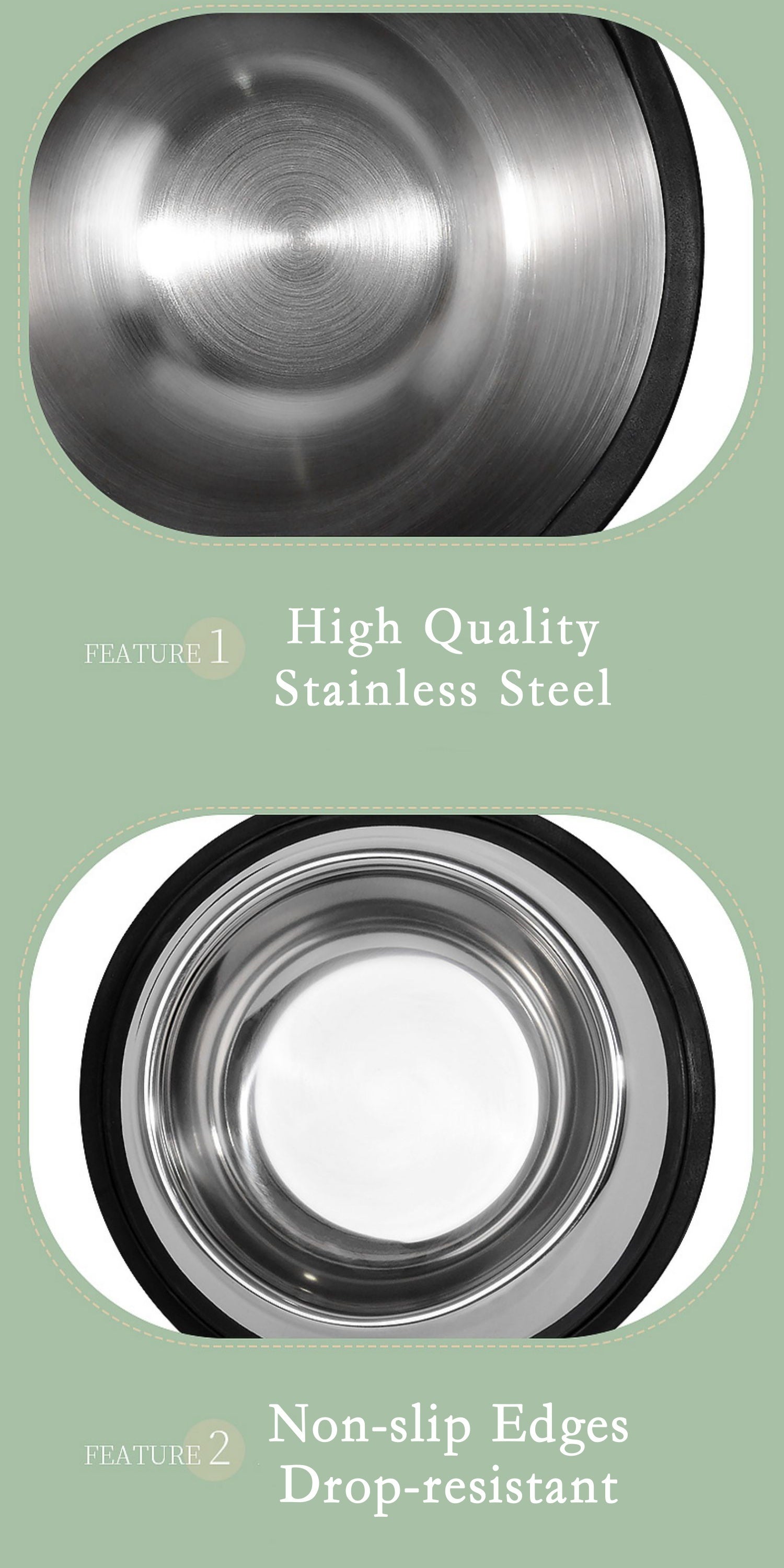 1pc Stainless Steel Dog Bowl, Durable Drop Resistant Dog Food Bowl Drinking Basin With Non-slip Base