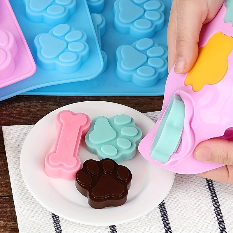 Silicone Mold, Cat Paw, Dog Paw, Bone, Dog Tag, Food Grade Silicone Mold Chocolate, Candy, Jelly, Ice Cubes, Dog Food, Cupcake Baking Mold, Muffin Plate, Kitchen Accessories, Oven Accessories.