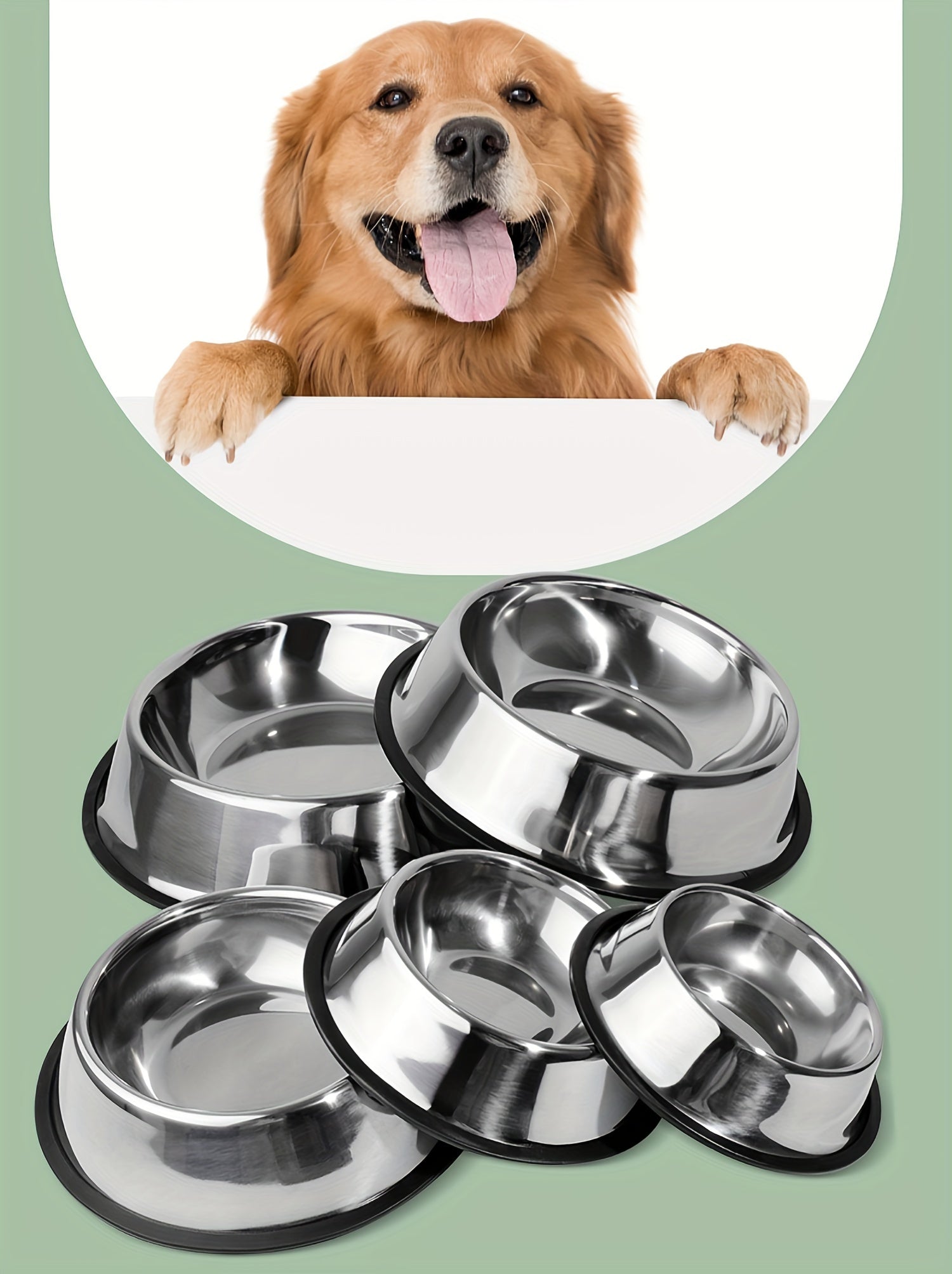 1pc Stainless Steel Dog Bowl, Durable Drop Resistant Dog Food Bowl Drinking Basin With Non-slip Base
