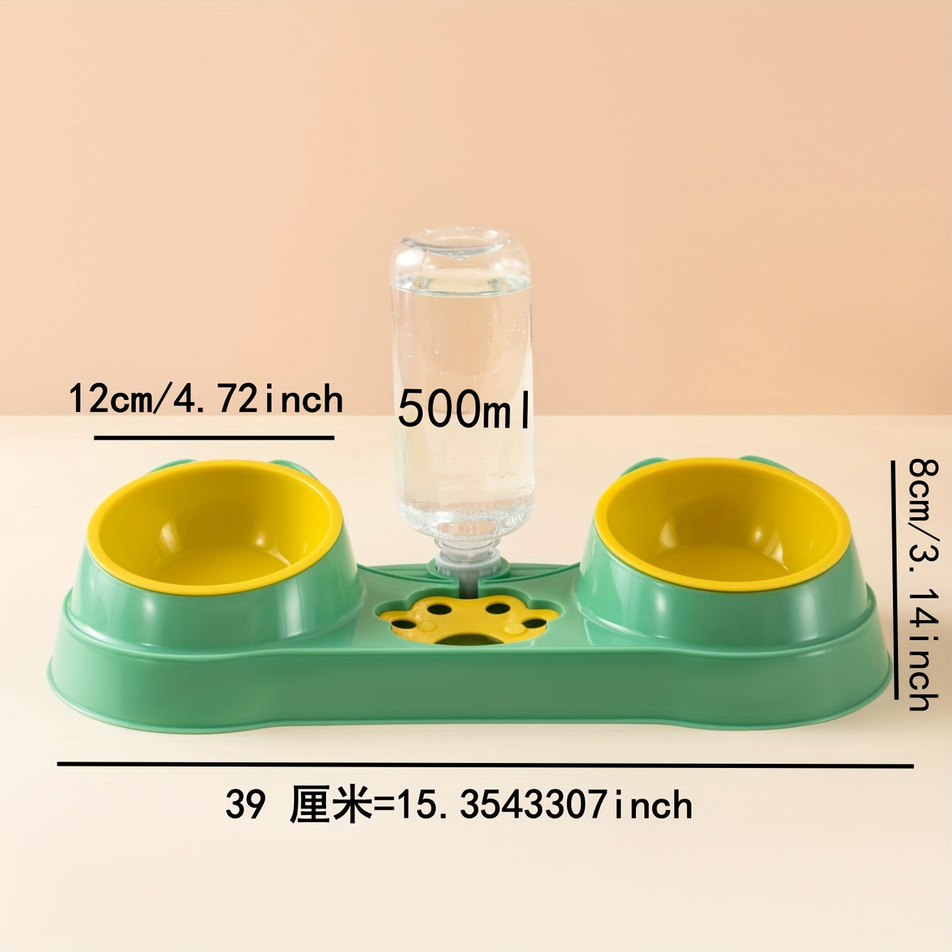 Double Pet Bowl with Automatic Water Feeder, Cat and Dog Food Basin, Drinking Water Cat Supplies