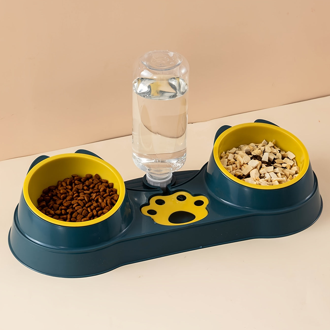 Double Pet Bowl with Automatic Water Feeder, Cat and Dog Food Basin, Drinking Water Cat Supplies