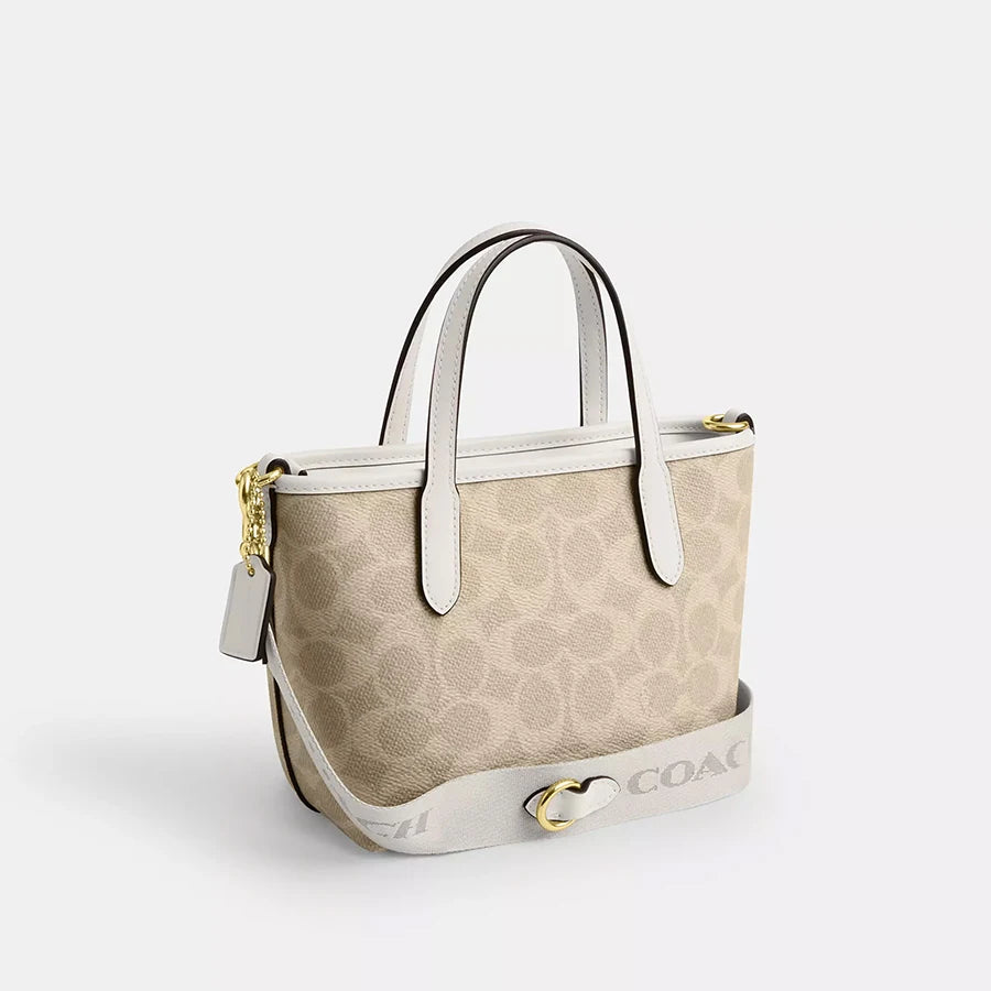 Coach City Mini Tote Bag In Signature Canvas Mommy Bag Ladies Handbag For Women Casual Lightweight Handbag Everyday Carry Purse