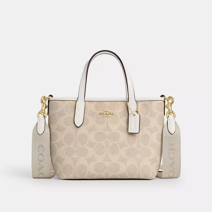 Coach City Mini Tote Bag In Signature Canvas Mommy Bag Ladies Handbag For Women Casual Lightweight Handbag Everyday Carry Purse