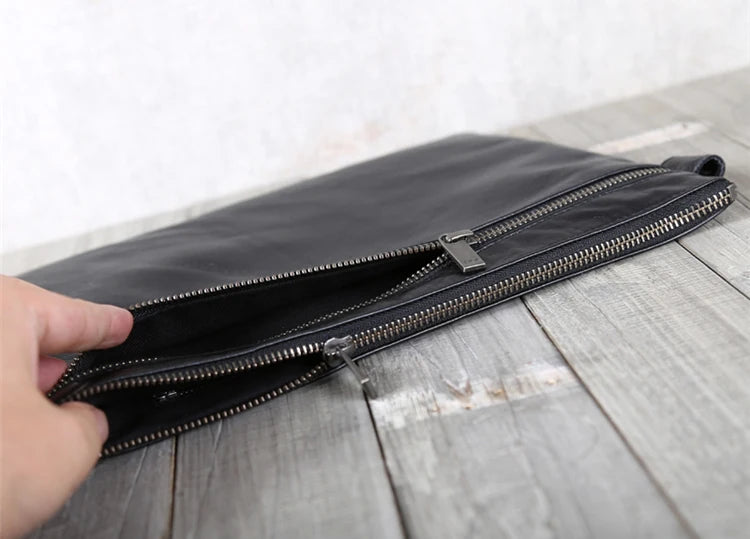 Men Clutch Bag Genuine Leather Luxury Handmade Business Office Handbags iPad Pack Top-end Male Hand Bag Casual Cell Phone Wallet