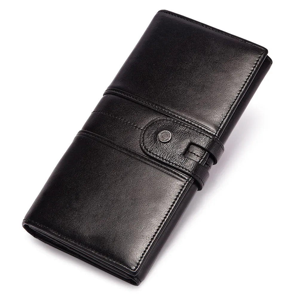 Fashion Women's Wallet RFID Original Leather Purses with Coins and Cards Large Capacity Female Trifold Handy Clutch Phone Bag