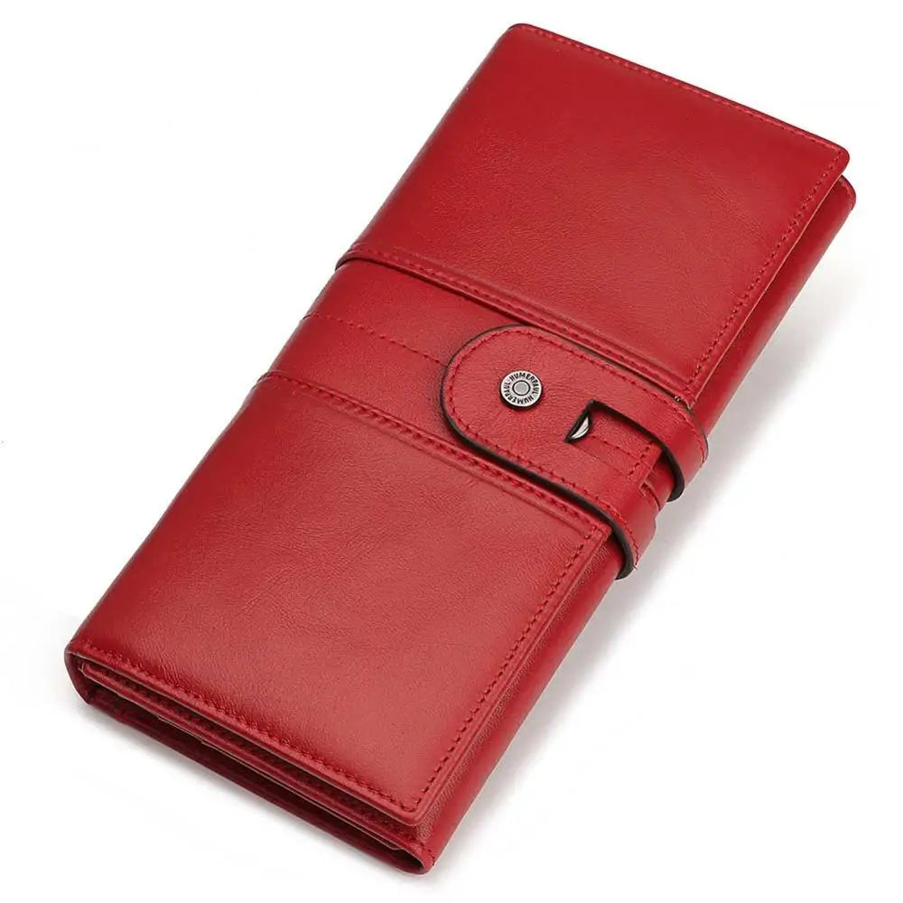 Fashion Women's Wallet RFID Original Leather Purses with Coins and Cards Large Capacity Female Trifold Handy Clutch Phone Bag