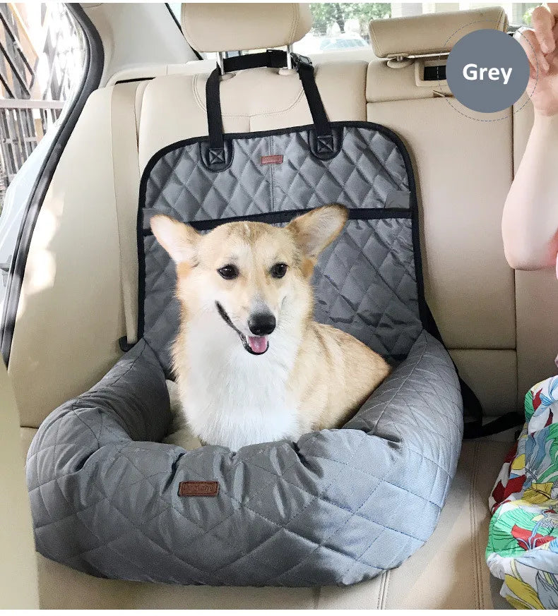 Dog Car Seat Bed Travel Dog Car Seats for Small Medium Dogs Front/Back Seat Indoor/Car Use Pet Car Carrier Bed Cover Removable