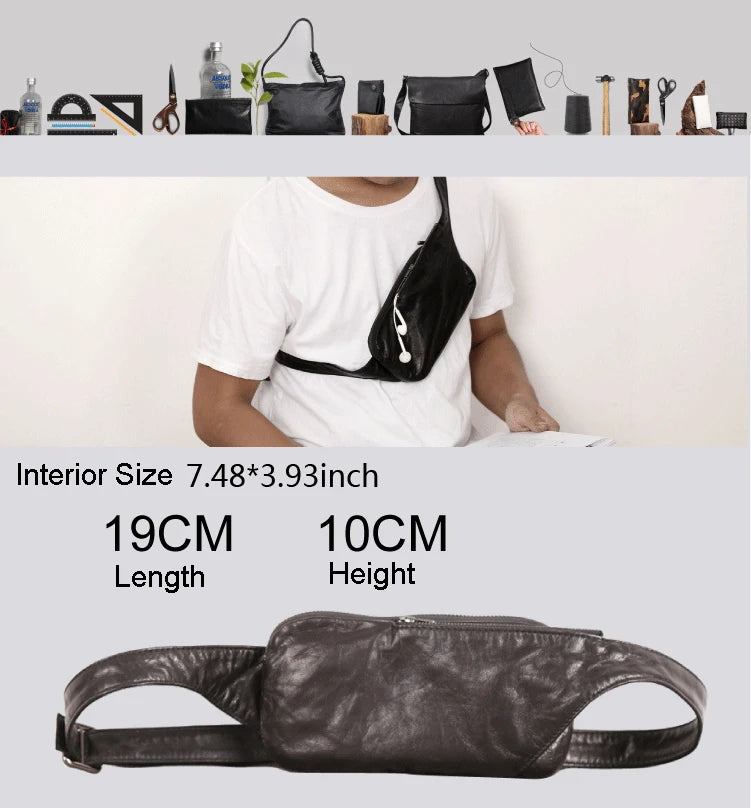Chest Bags Genuine Leather Sheepskin Luxury Handmade Multifunctional Mini Waist Pack Cigarette Handbag Unisex Cell Phone Bag