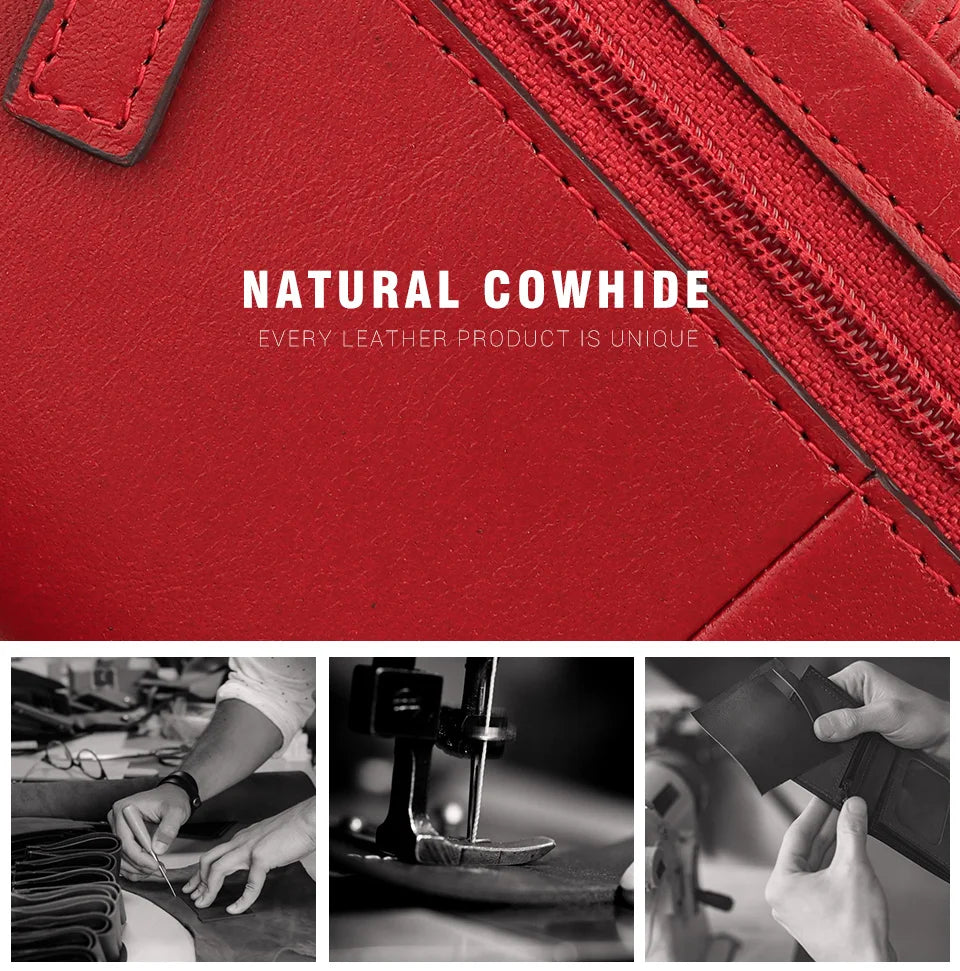 Fashion Women's Wallet RFID Original Leather Purses with Coins and Cards Large Capacity Female Trifold Handy Clutch Phone Bag