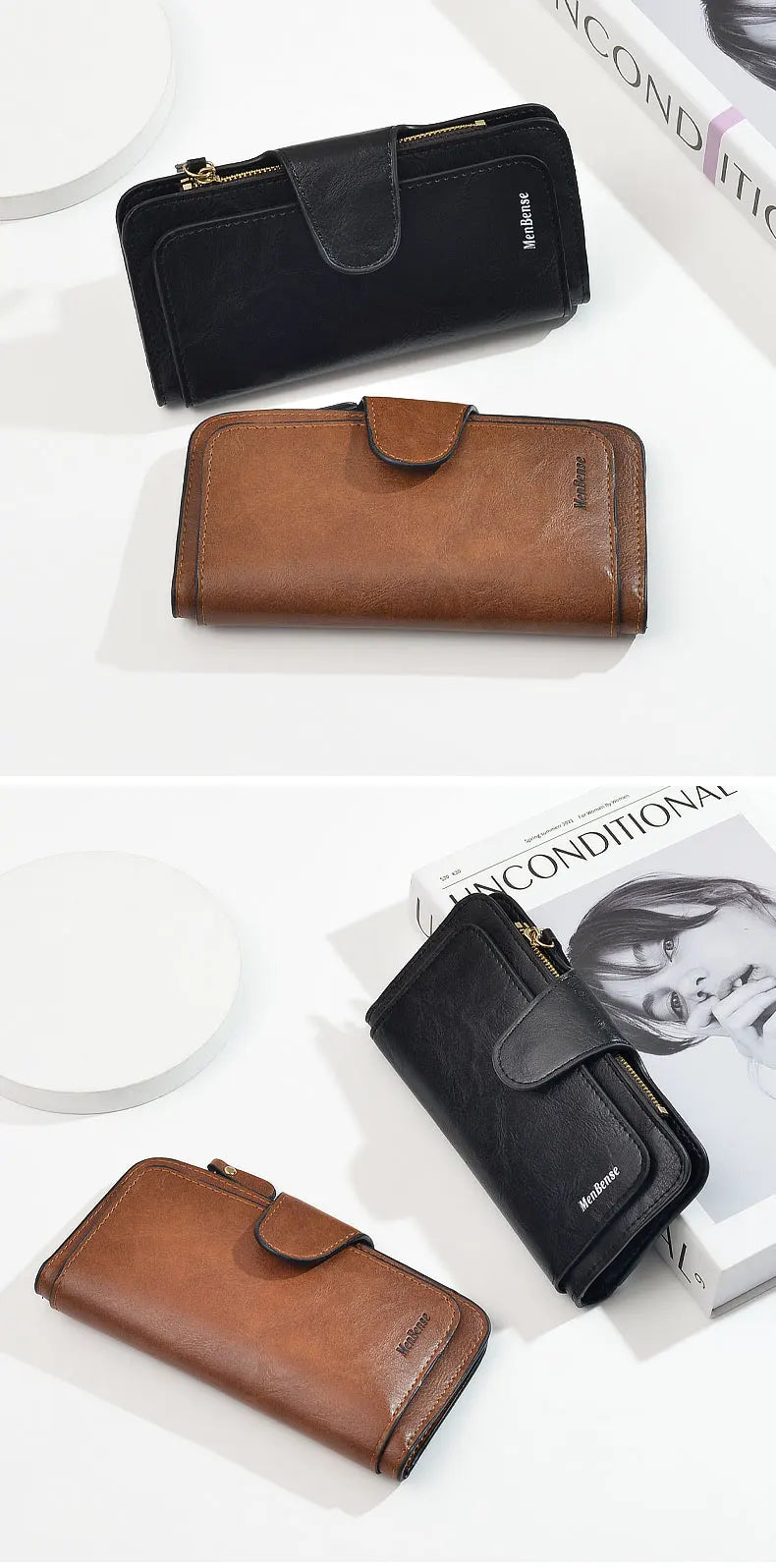 Women's wallet made of leather Wallets Three fold VINTAGE Womens purses mobile phone Purse Female Coin Purse Carteira Feminina