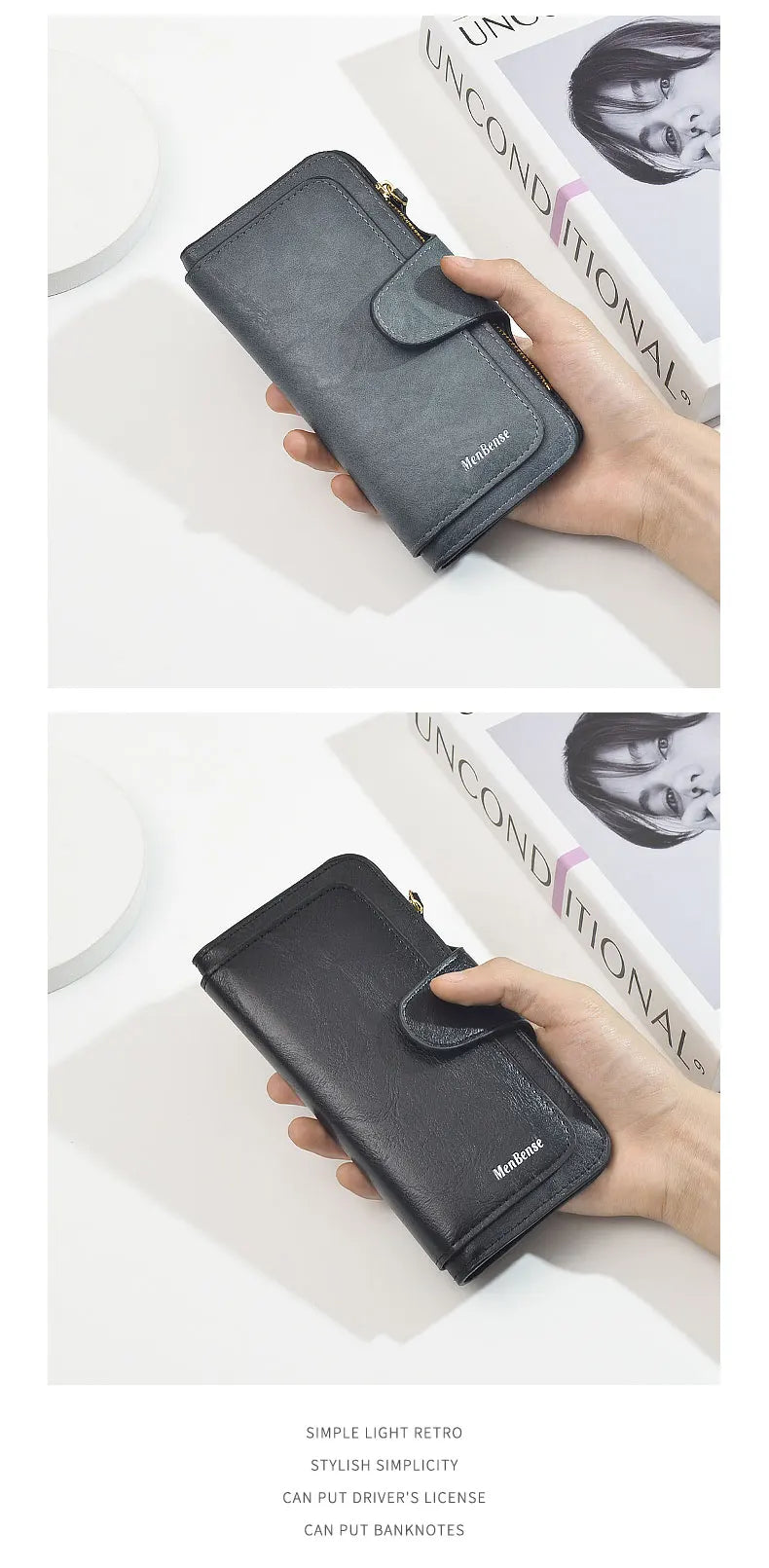 Women's wallet made of leather Wallets Three fold VINTAGE Womens purses mobile phone Purse Female Coin Purse Carteira Feminina