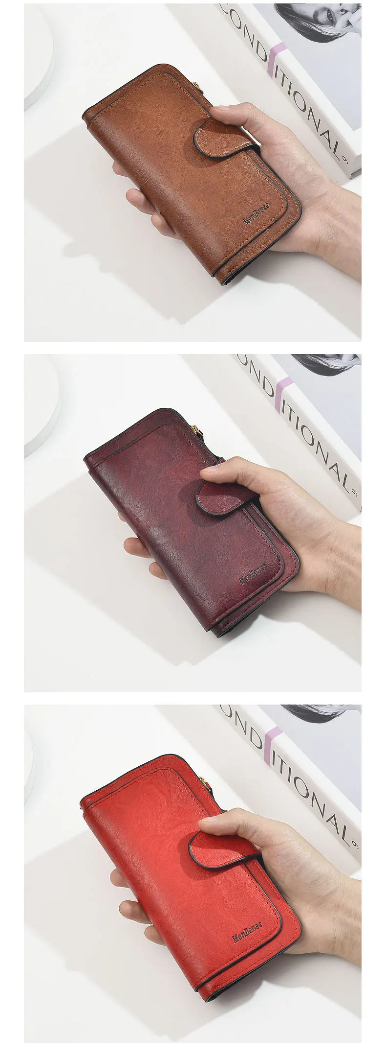 Women's wallet made of leather Wallets Three fold VINTAGE Womens purses mobile phone Purse Female Coin Purse Carteira Feminina