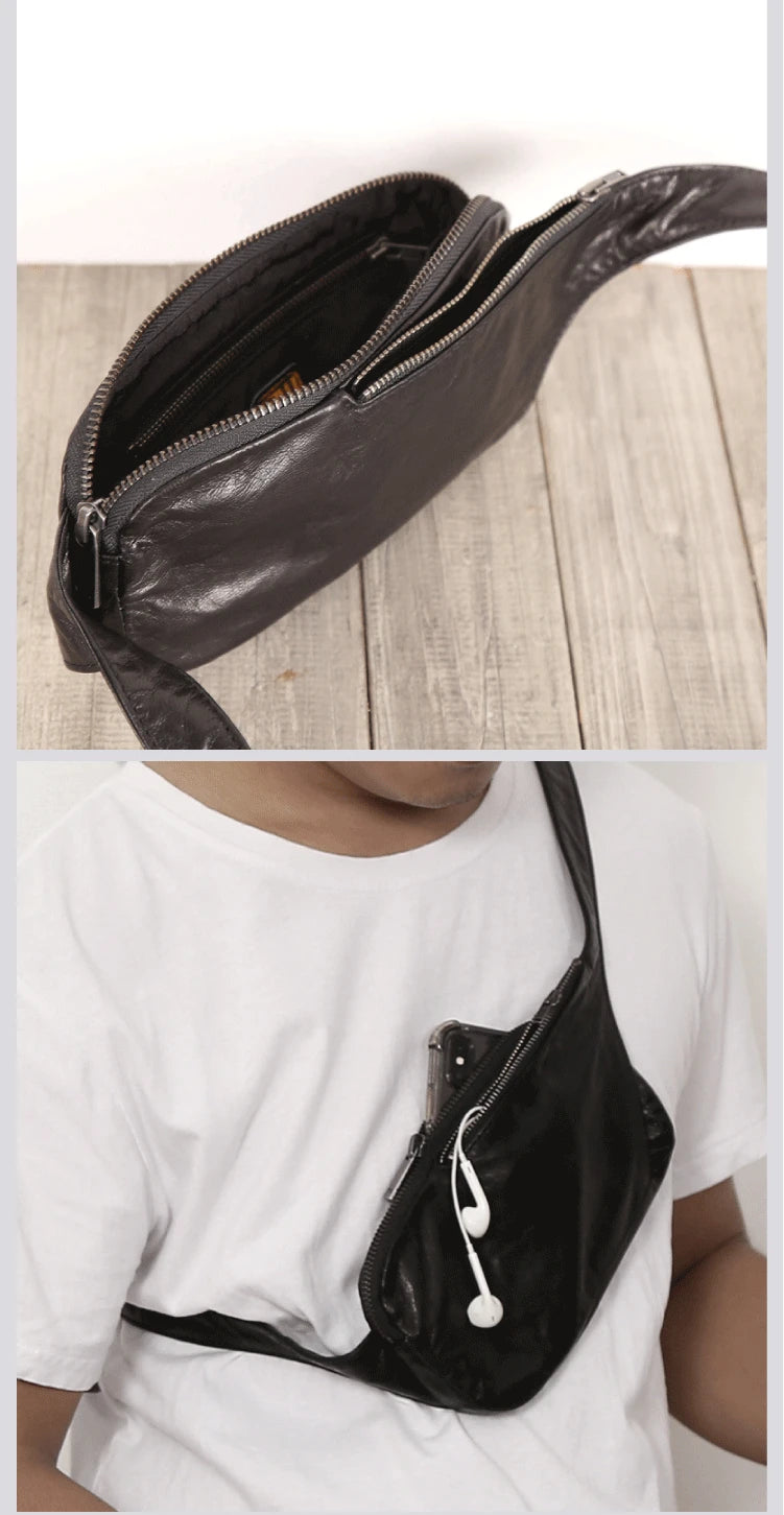 Chest Bags Genuine Leather Sheepskin Luxury Handmade Multifunctional Mini Waist Pack Cigarette Handbag Unisex Cell Phone Bag