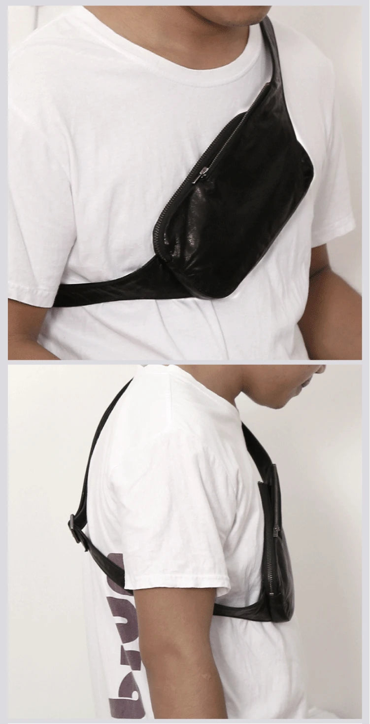 Chest Bags Genuine Leather Sheepskin Luxury Handmade Multifunctional Mini Waist Pack Cigarette Handbag Unisex Cell Phone Bag