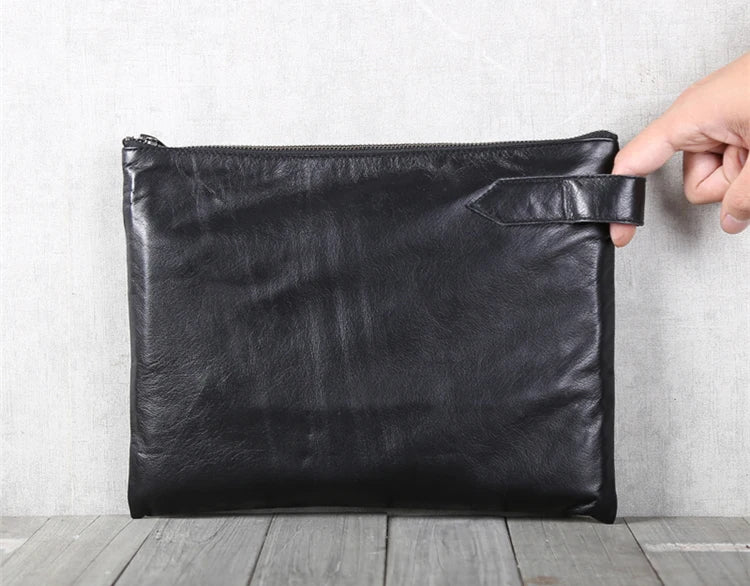 Men Clutch Bag Genuine Leather Luxury Handmade Business Office Handbags iPad Pack Top-end Male Hand Bag Casual Cell Phone Wallet