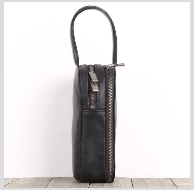 Clutch Bag Male Genuine Leather Luxury Handmade Men Mini Hand Bags Casual Storage Wallet Cell Phone Pouch Cowhide Zipper Purses