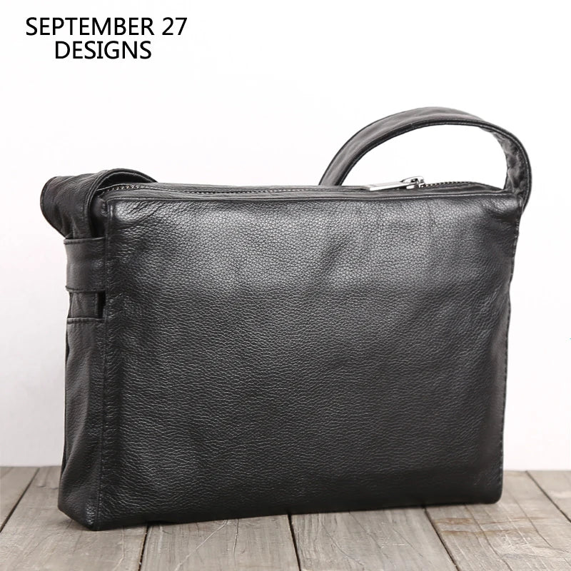 Satchel Men Genuine Leather Luxury Business Shoulder Bag Handmade Crossbody Pack Cowhide Casual Male Messenger Bag