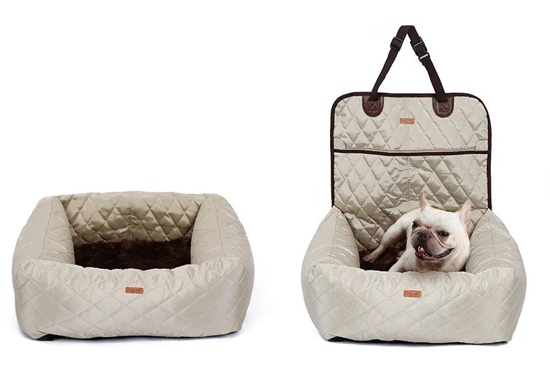 Dog Car Seat Bed Travel Dog Car Seats for Small Medium Dogs Front/Back Seat Indoor/Car Use Pet Car Carrier Bed Cover Removable