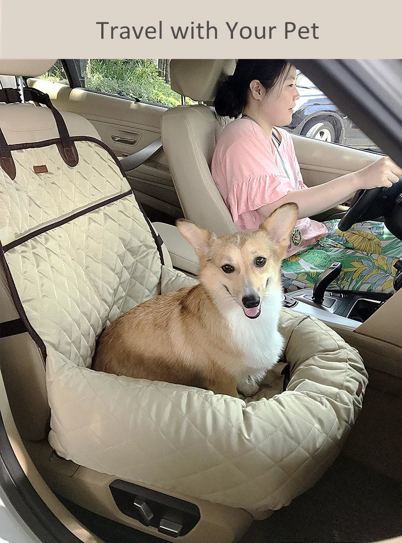 Dog Car Seat Bed Travel Dog Car Seats for Small Medium Dogs Front/Back Seat Indoor/Car Use Pet Car Carrier Bed Cover Removable