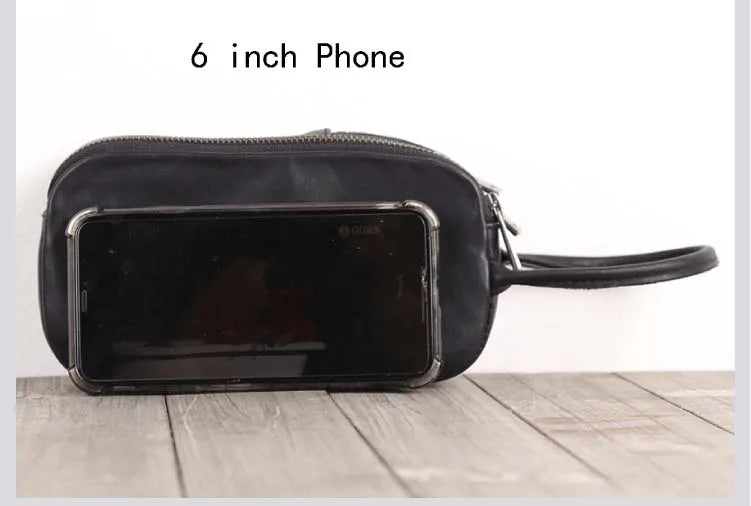Clutch Bag Male Genuine Leather Luxury Handmade Men Mini Hand Bags Casual Storage Wallet Cell Phone Pouch Cowhide Zipper Purses