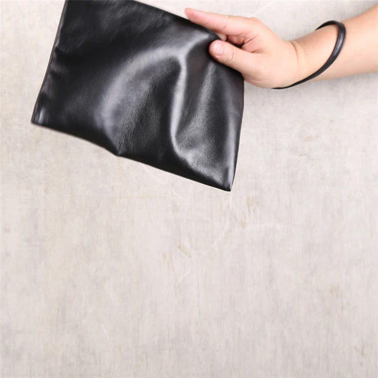 Clutch Bag Genuine Leather Luxury Men Hand Bag Casual Women Big Capacity Long Purses Top End Sheepskin Cell Phone Hand Bag