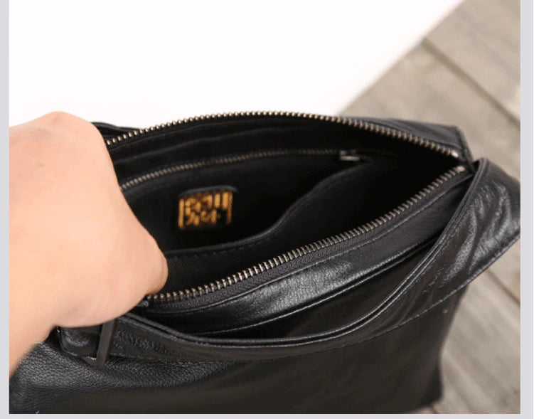 Satchel Men Genuine Leather Luxury Business Shoulder Bag Handmade Crossbody Pack Cowhide Casual Male Messenger Bag