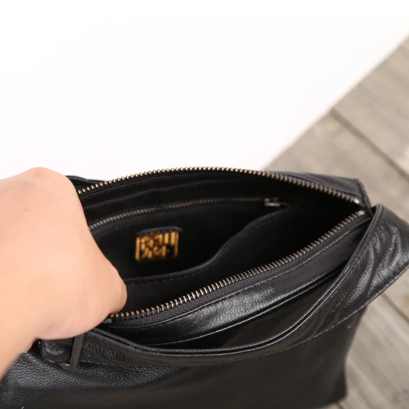 Satchel Men Genuine Leather Luxury Business Shoulder Bag Handmade Crossbody Pack Cowhide Casual Male Messenger Bag