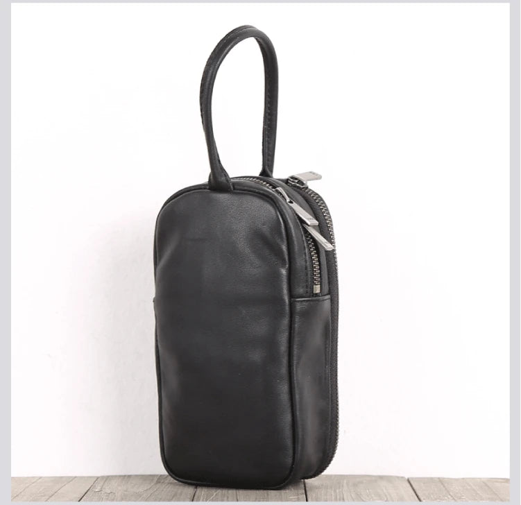 Clutch Bag Male Genuine Leather Luxury Handmade Men Mini Hand Bags Casual Storage Wallet Cell Phone Pouch Cowhide Zipper Purses