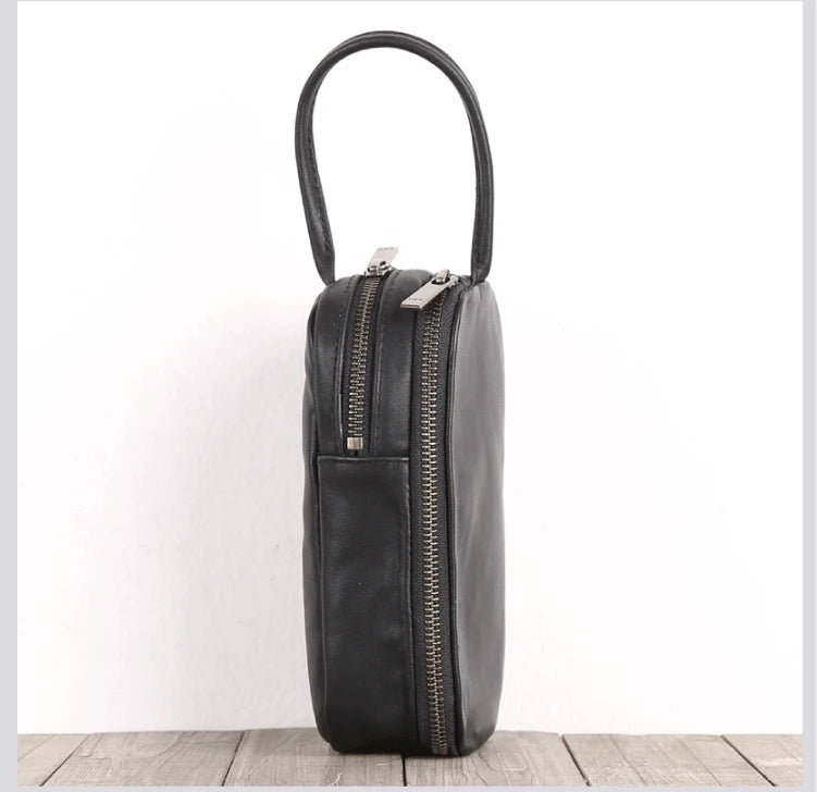 Clutch Bag Male Genuine Leather Luxury Handmade Men Mini Hand Bags Casual Storage Wallet Cell Phone Pouch Cowhide Zipper Purses