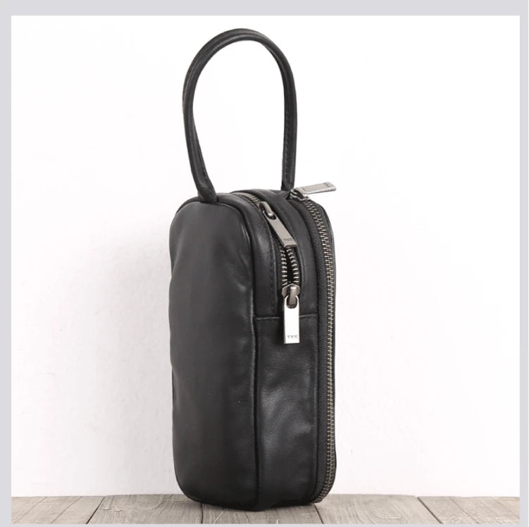 Clutch Bag Male Genuine Leather Luxury Handmade Men Mini Hand Bags Casual Storage Wallet Cell Phone Pouch Cowhide Zipper Purses