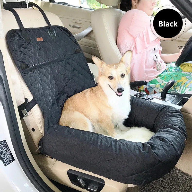 Dog Car Seat Bed Travel Dog Car Seats for Small Medium Dogs Front/Back Seat Indoor/Car Use Pet Car Carrier Bed Cover Removable