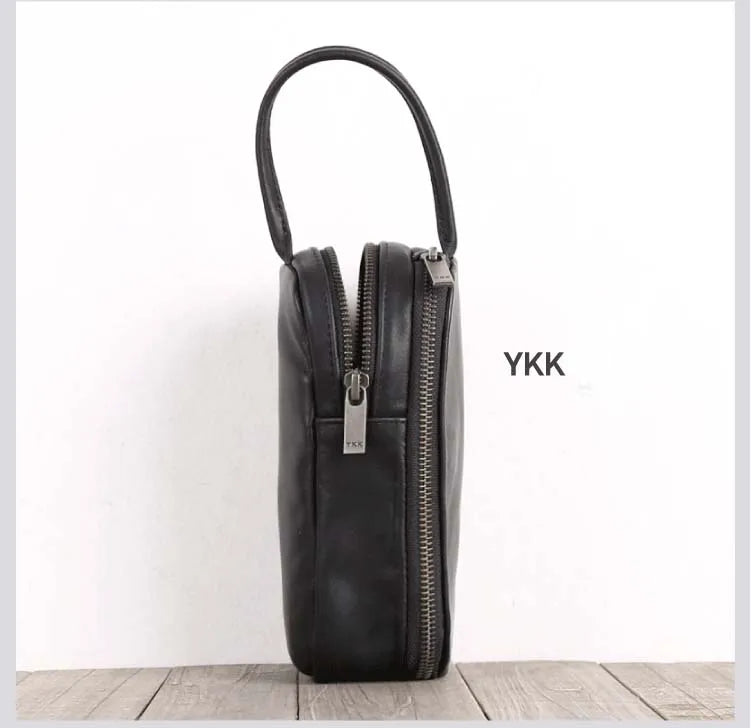 Clutch Bag Male Genuine Leather Luxury Handmade Men Mini Hand Bags Casual Storage Wallet Cell Phone Pouch Cowhide Zipper Purses